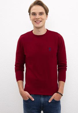 Erkek Bordo Bisiklet Yaka Triko Kazak Basic - 50206745103