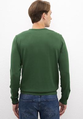 Erkek Yeşil Bisiklet Yaka Triko Kazak Basic - 50206745074