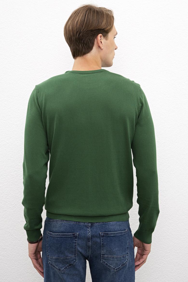 Erkek Yeşil Bisiklet Yaka Triko Kazak Basic - 50206745074