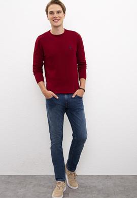 Erkek Bordo Bisiklet Yaka Triko Kazak Basic - 50206745103