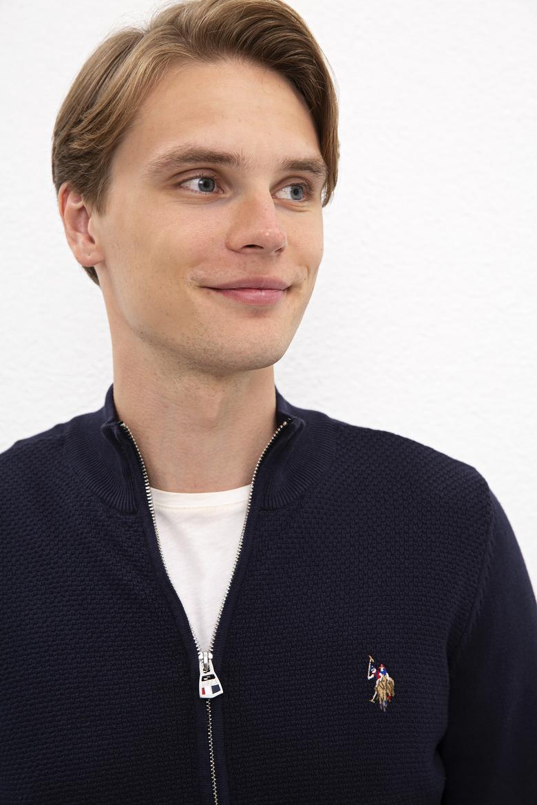 Erkek Lacivert  Triko Hırka Basic - 50206746053