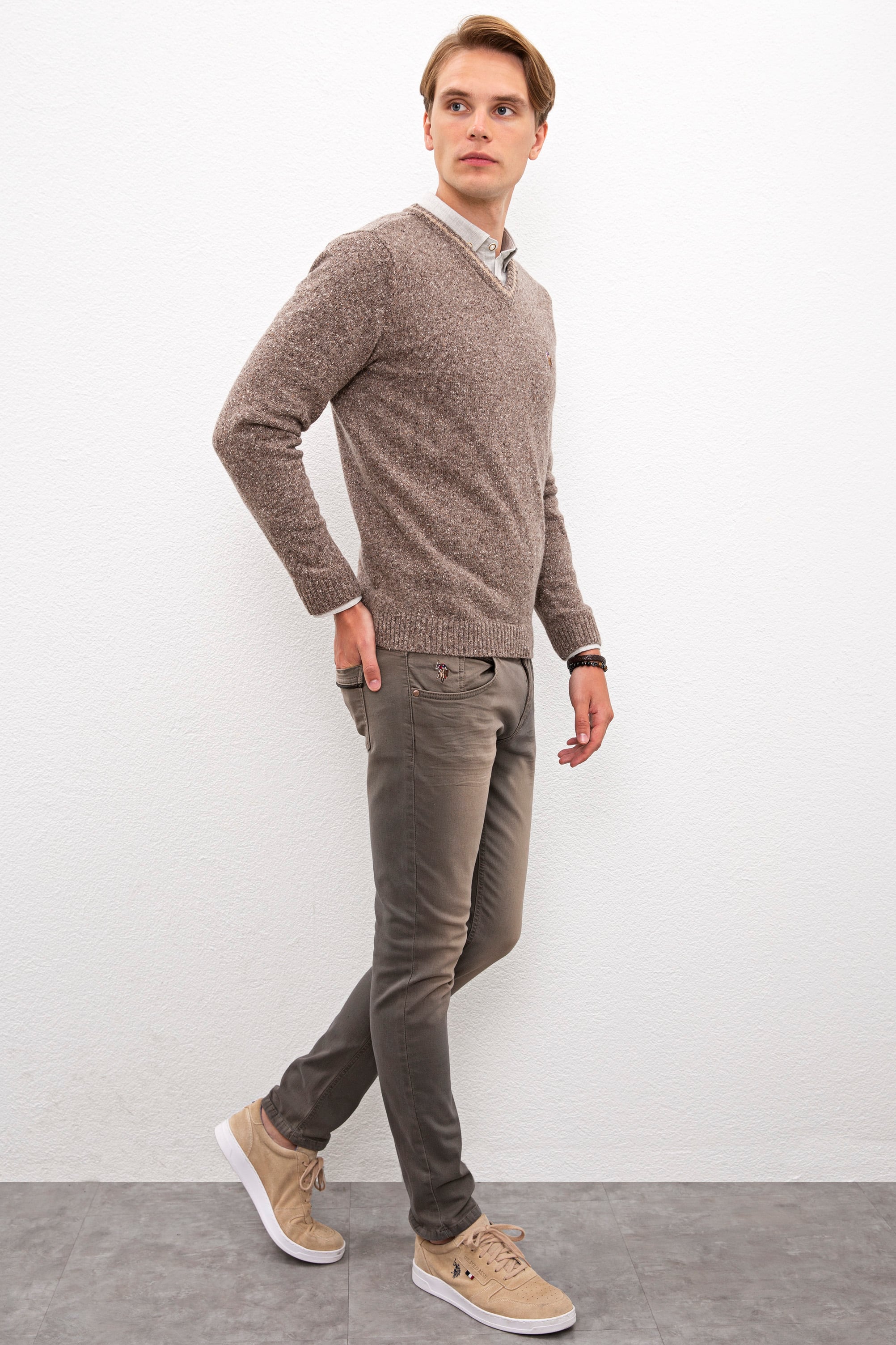 Erkek Kahverengi Denim Pantolon