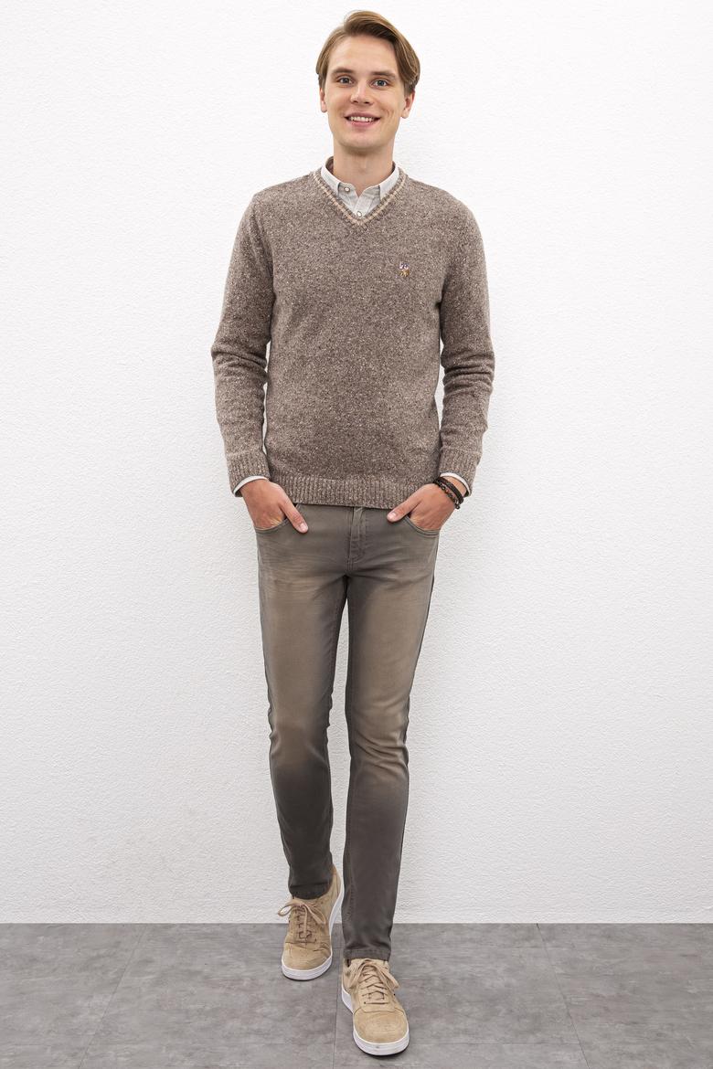 Erkek Kahverengi Denim Pantolon