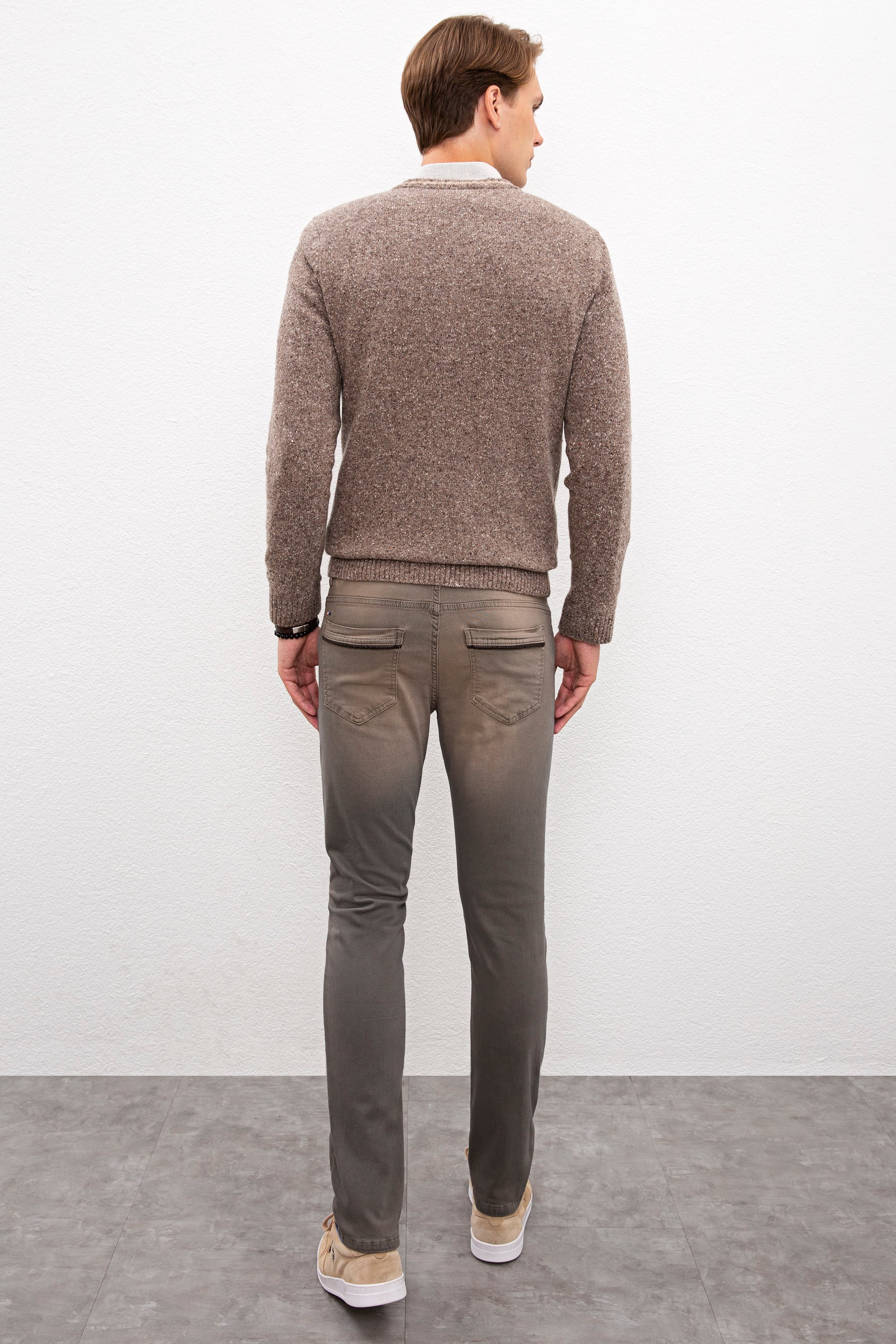 Erkek Kahverengi Denim Pantolon