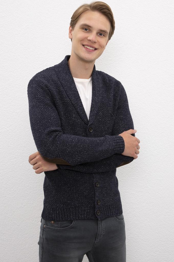 Erkek Lacivert  Triko Hırka