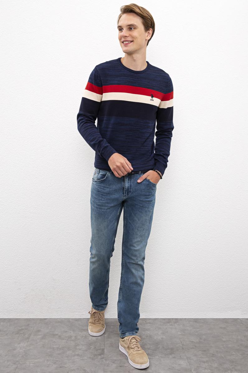 Erkek Mavi Denim Pantolon