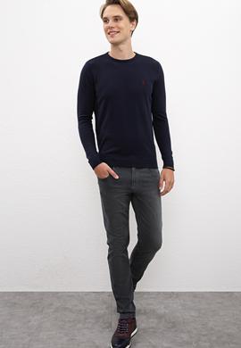 Erkek Lacivert Bisiklet Yaka Triko Kazak Basic - 50224730053