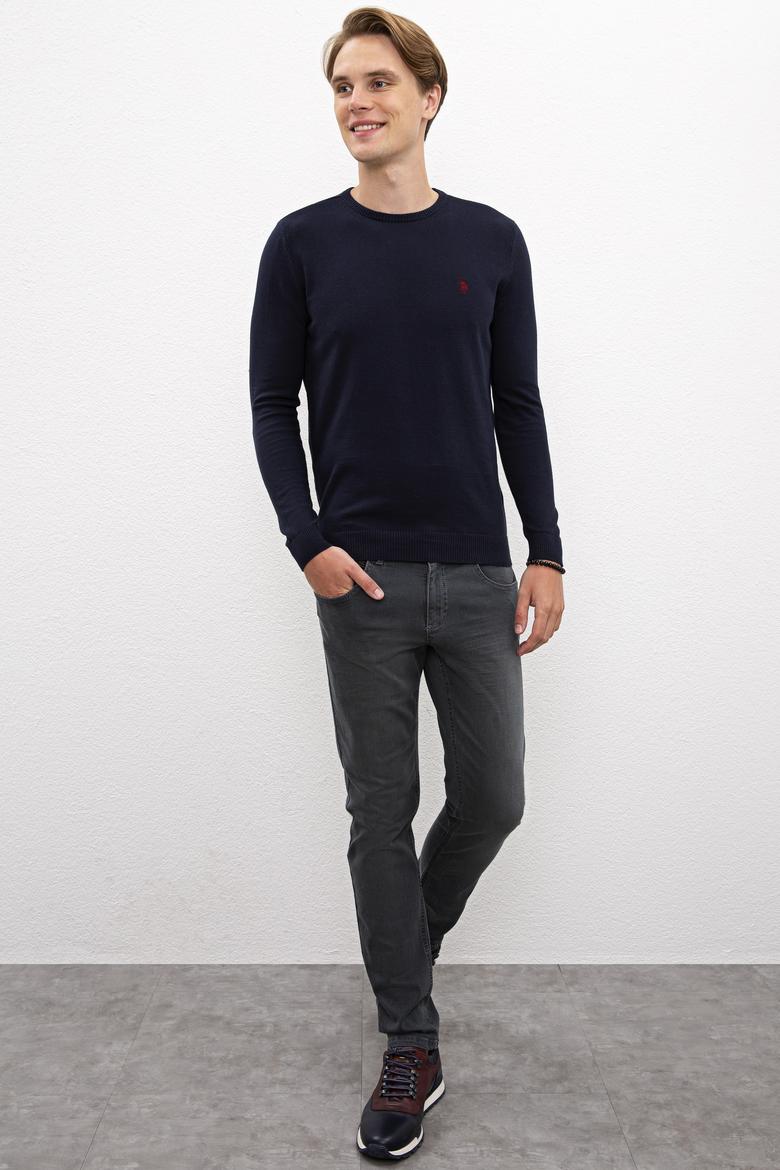 Erkek Lacivert Bisiklet Yaka Triko Kazak Basic - 50224730053