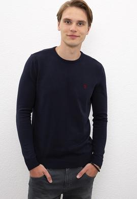 Erkek Lacivert Bisiklet Yaka Triko Kazak Basic - 50224730053