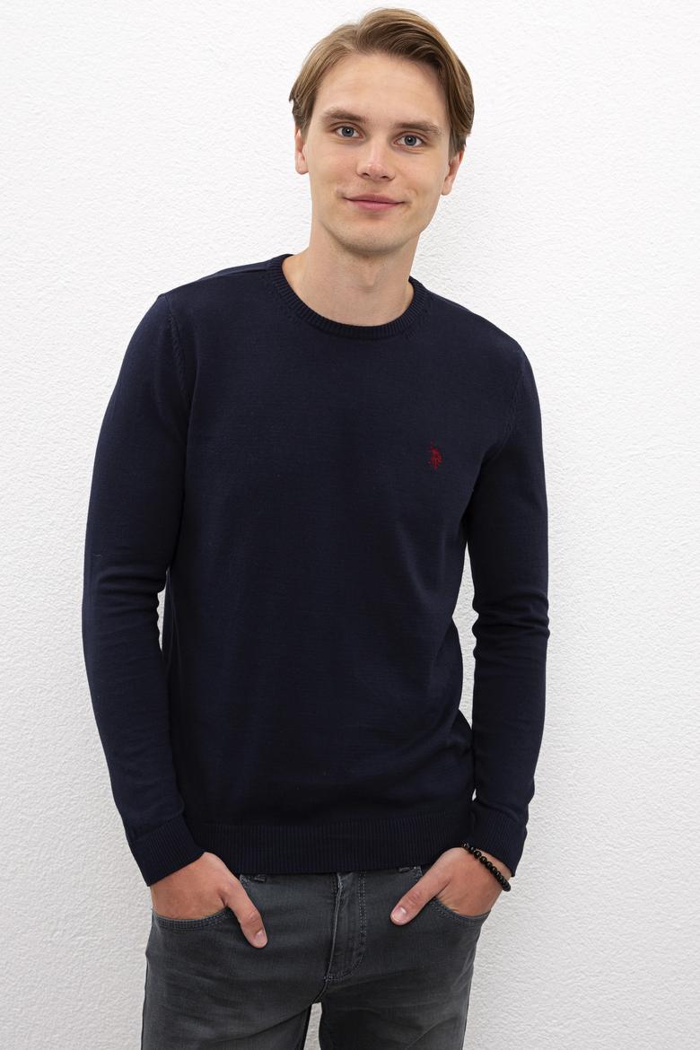 Erkek Lacivert Bisiklet Yaka Triko Kazak Basic