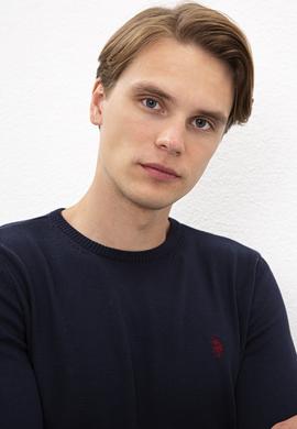 Erkek Lacivert Bisiklet Yaka Triko Kazak Basic - 50224730053