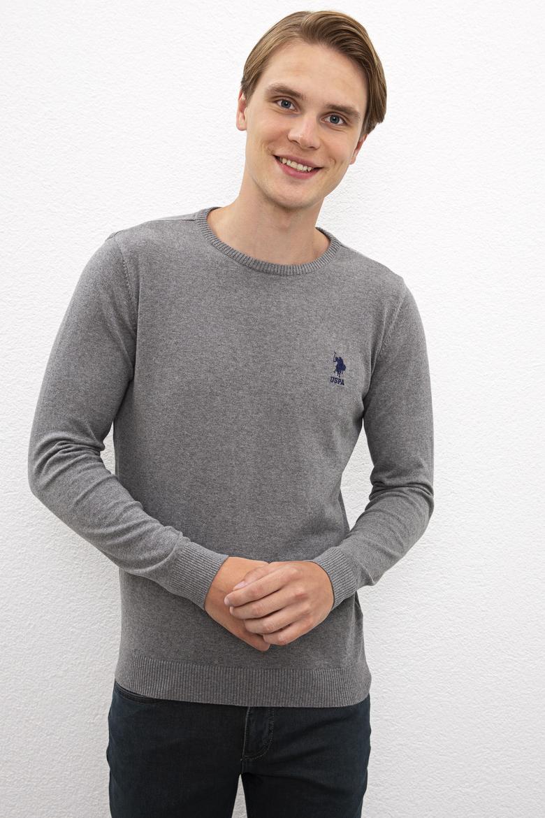 Erkek Gri Melanj Basic Kazak