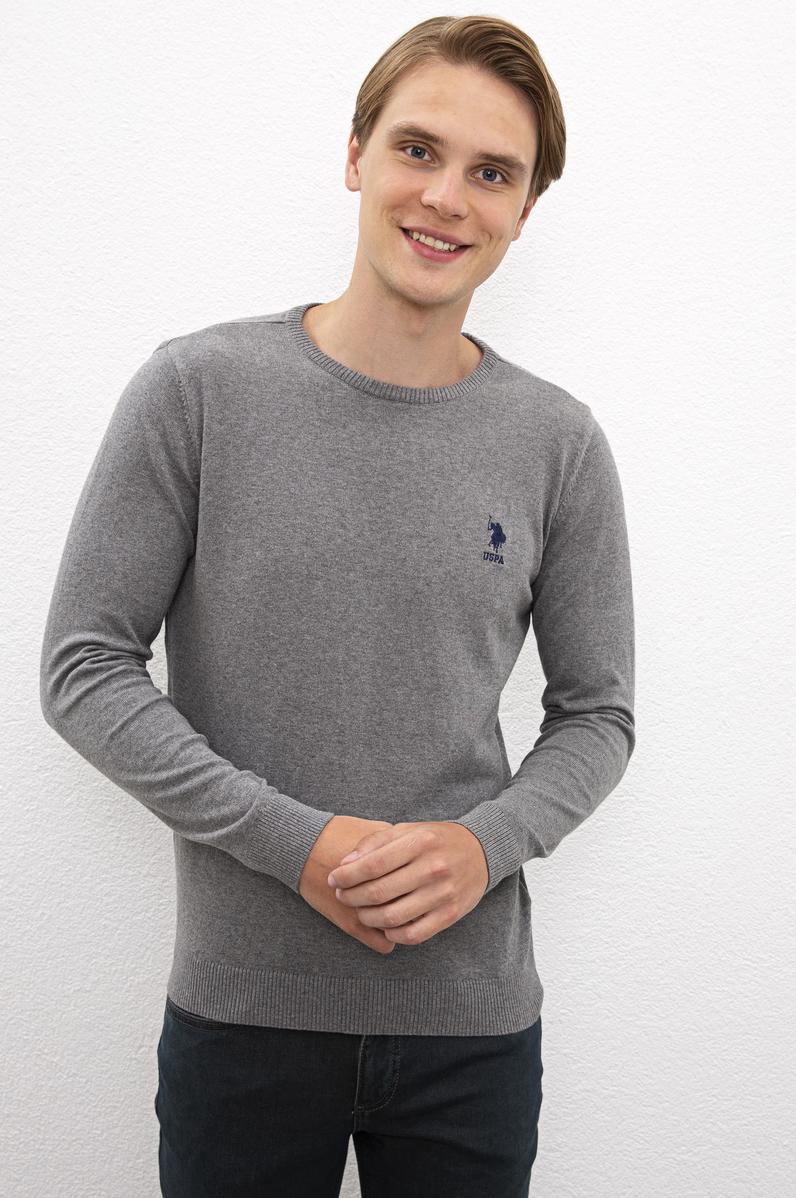 Erkek Gri Melanj Basic Kazak