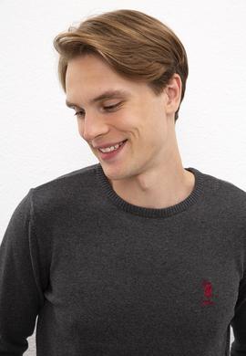 Erkek Antrasit Melanj Bisiklet Yaka Triko Kazak Basic - 50206745128