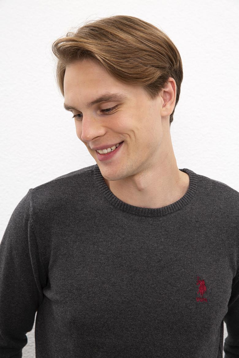 Erkek Antrasit Melanj Bisiklet Yaka Triko Kazak Basic - 50206745128