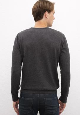 Erkek Antrasit Melanj Bisiklet Yaka Triko Kazak Basic - 50206745128