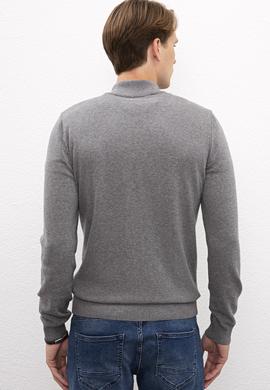 Erkek Gri Melanj  Triko Hırka Basic - 50206746004