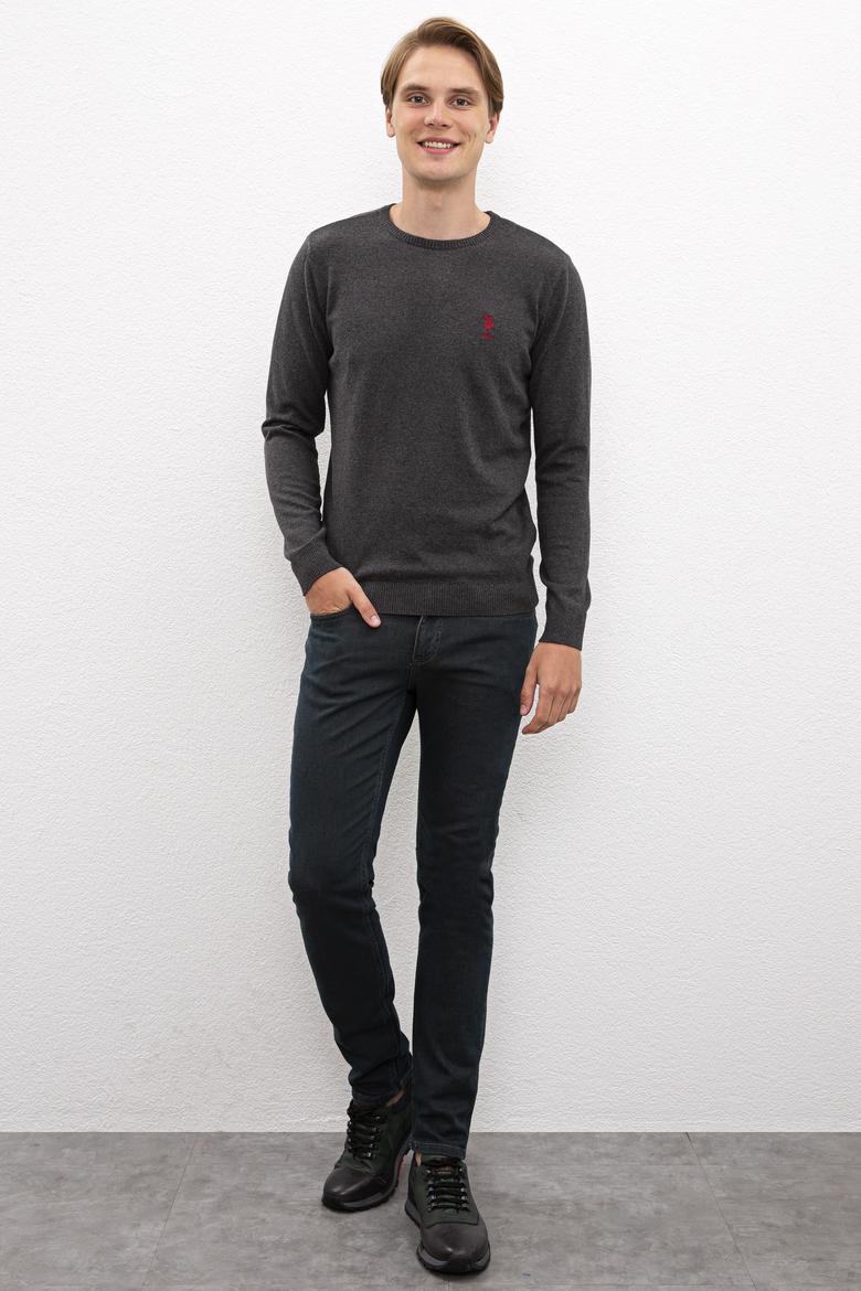 Erkek Antrasit Melanj Bisiklet Yaka Triko Kazak Basic - 50206745128