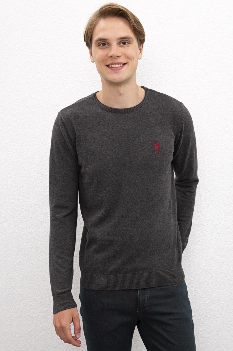 Erkek Antrasit Melanj Bisiklet Yaka Triko Kazak Basic