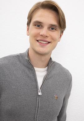 Erkek Gri Melanj  Triko Hırka Basic - 50206746004