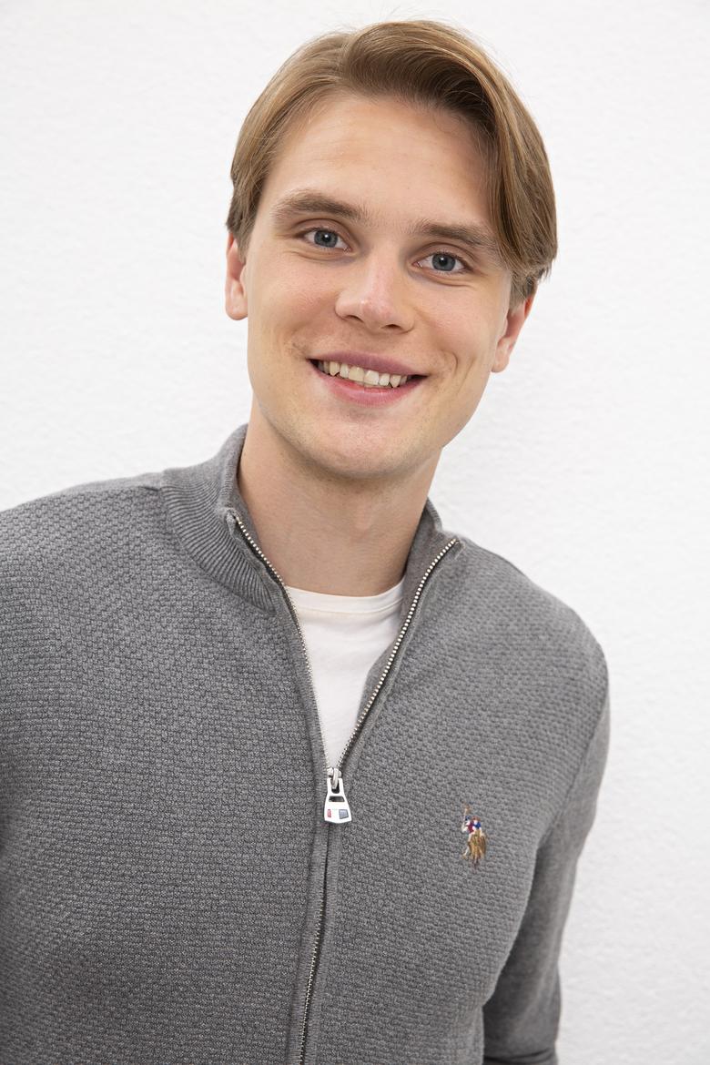 Erkek Gri Melanj  Triko Hırka Basic - 50206746004