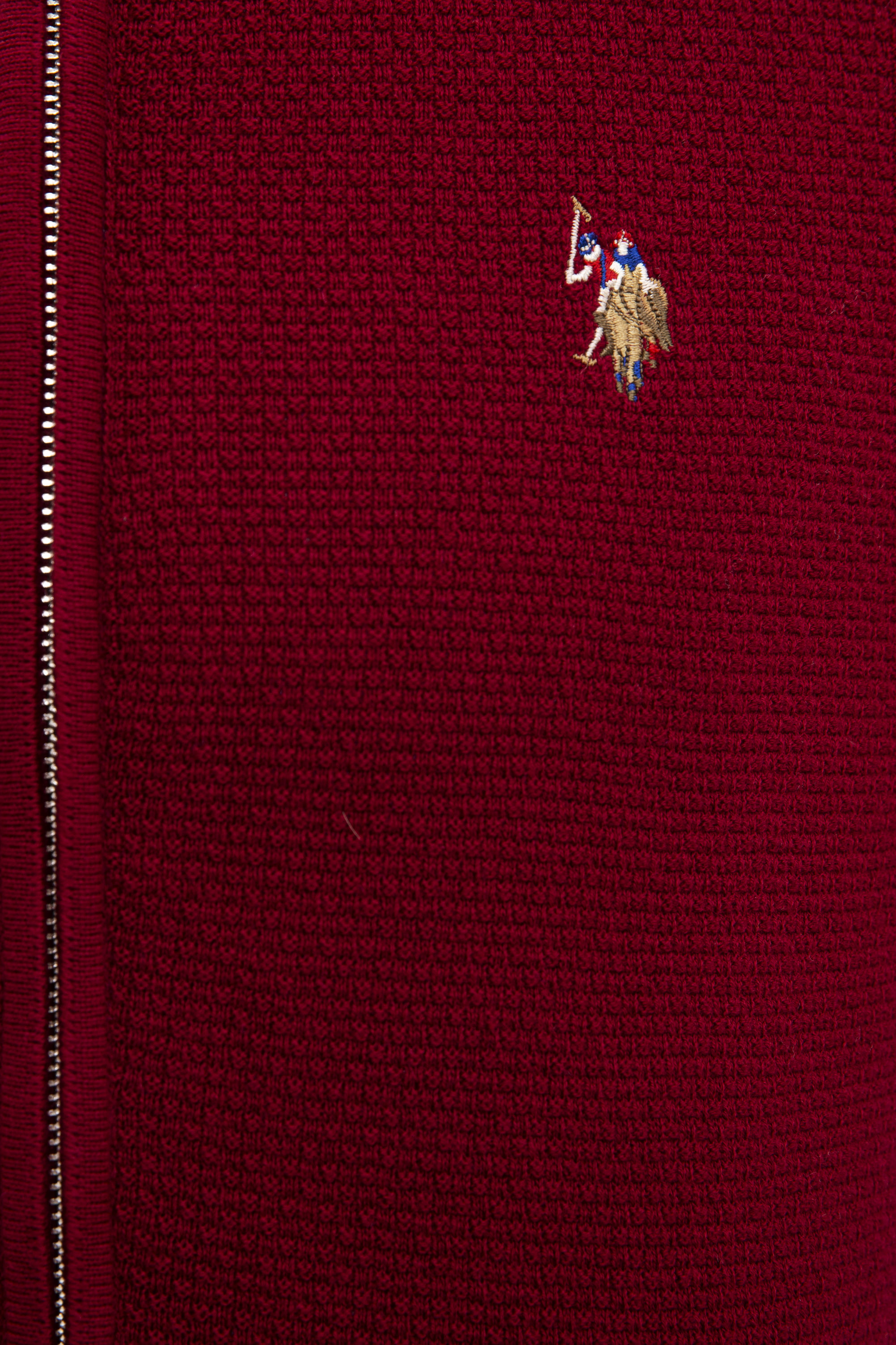 Erkek Bordo  Triko Hırka Basic - Image 5