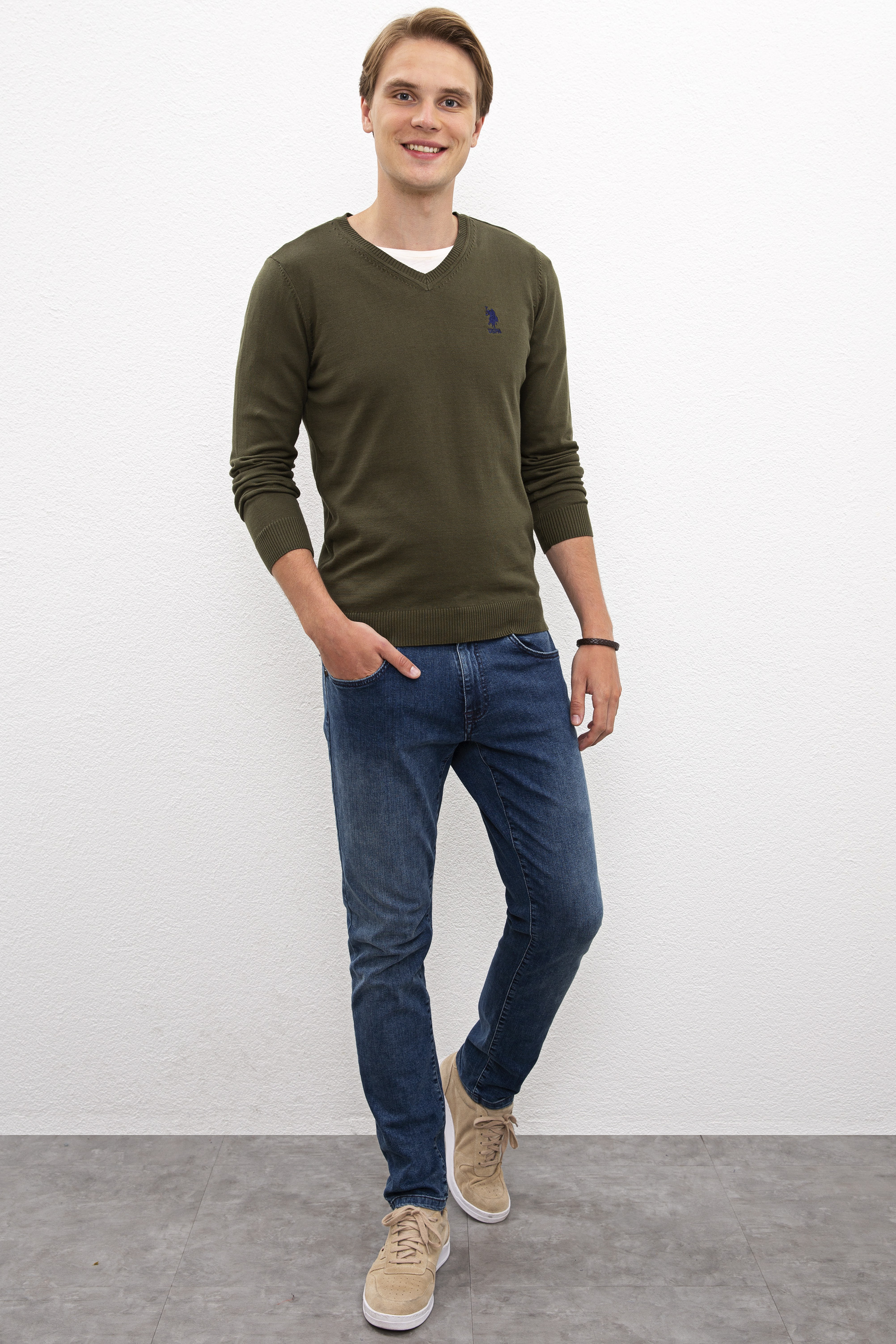 Erkek Haki Basic Kazak - Image 4