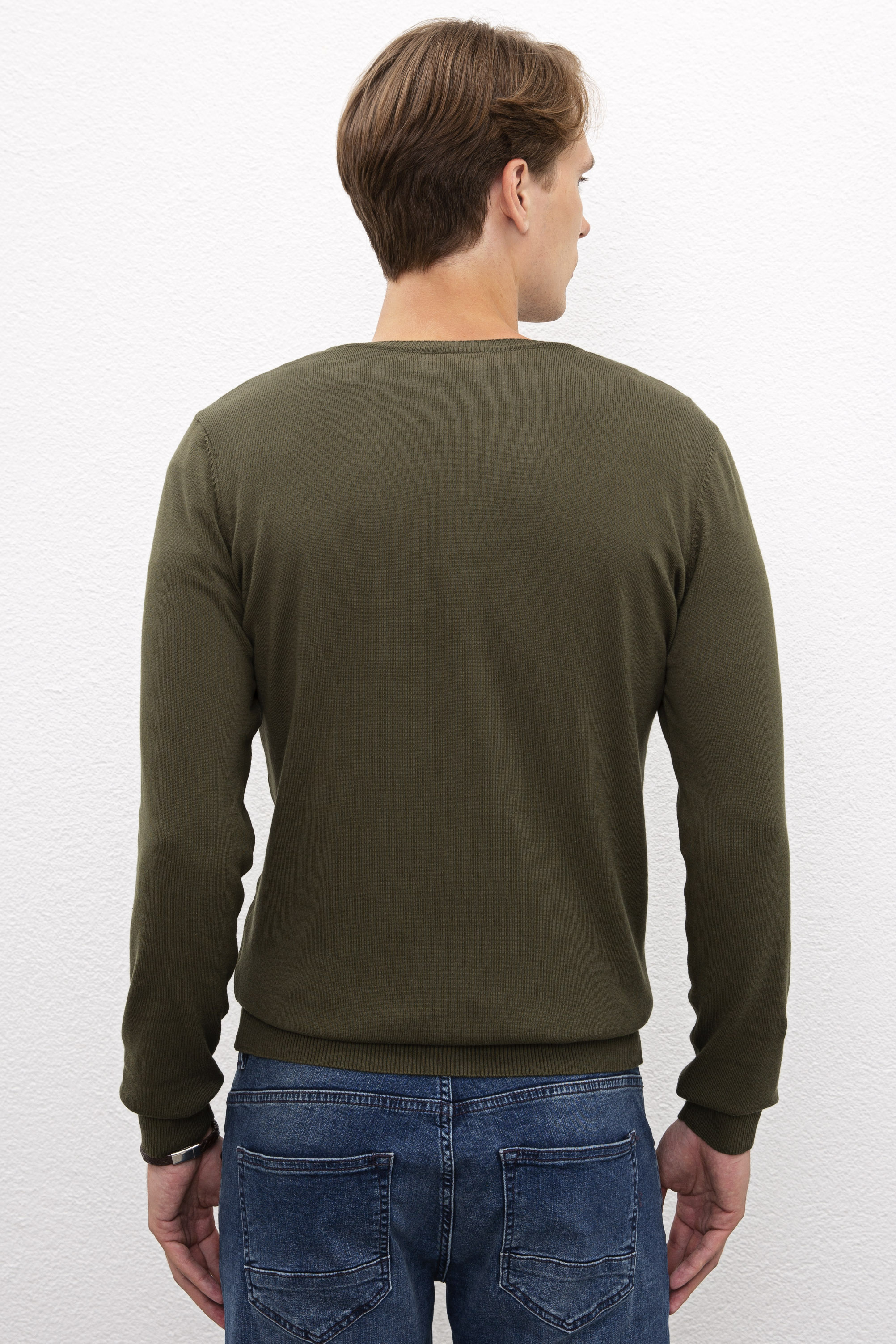 Erkek Haki Basic Kazak - Image 3