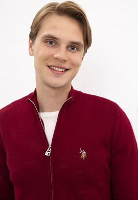 Erkek Bordo  Triko Hırka Basic - 50206746030