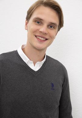 Erkek Antrasit Melanj V-Yaka Triko Kazak Basic - 50206747101