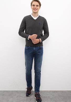 Erkek Antrasit Melanj V-Yaka Triko Kazak Basic - 50206747101