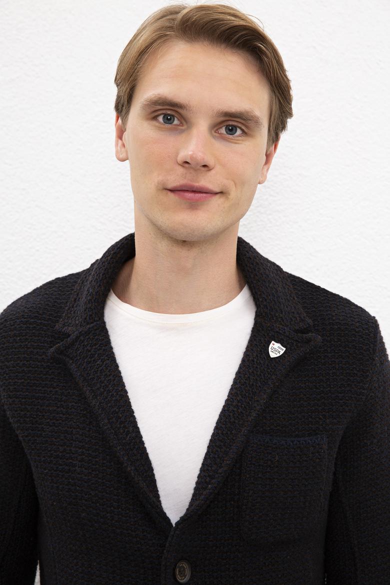 Erkek Lacivert  Triko Hırka - 50207385020