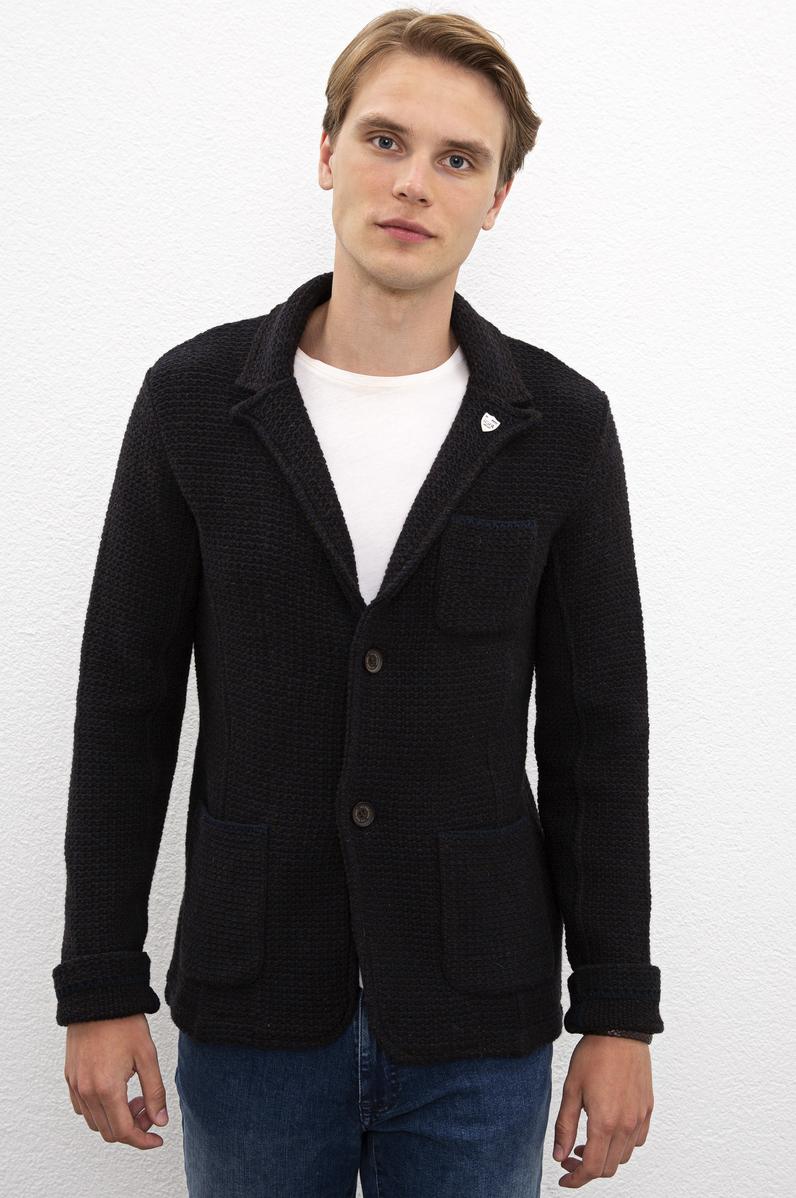 Erkek Lacivert  Triko Hırka