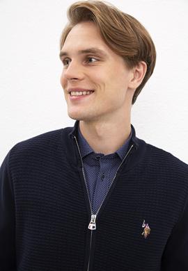 Erkek Lacivert Basic Triko Hırka - 50224884024