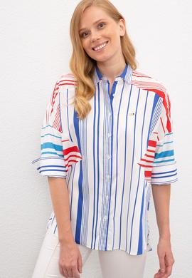 Kadın Saks Uzun Kollu Gömlek - 50218886014