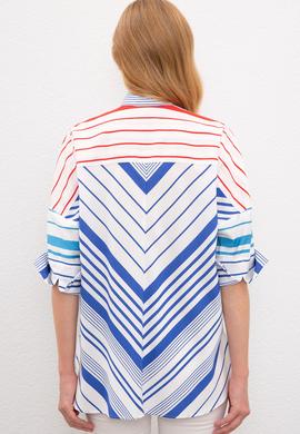 Kadın Saks Uzun Kollu Gömlek - 50218886014