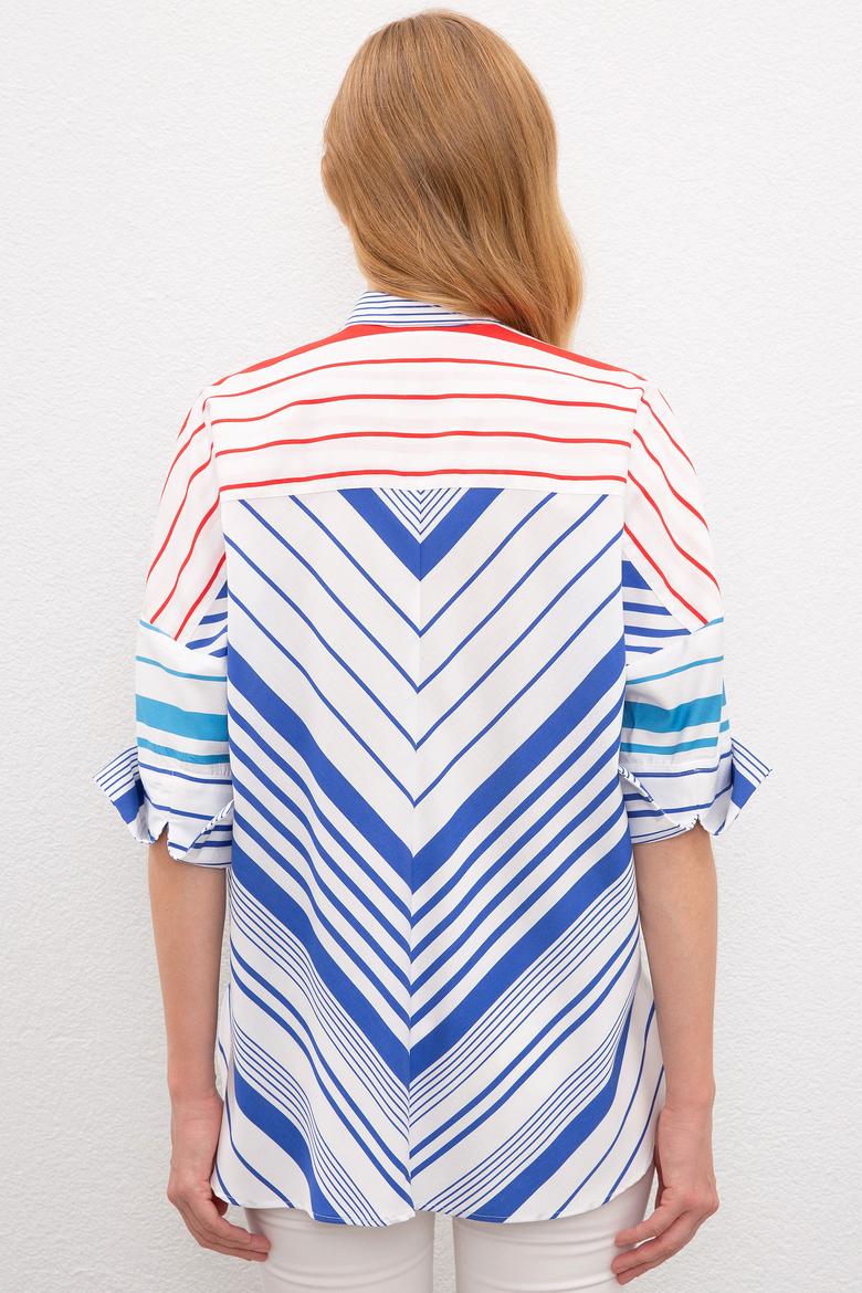 Kadın Saks Uzun Kollu Gömlek - 50218886014