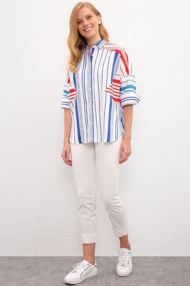 Kadın Saks Uzun Kollu Gömlek - 50218886014