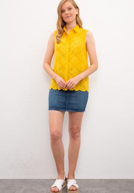 Kadın Sarı Gömlek Kısakol - 50218818009