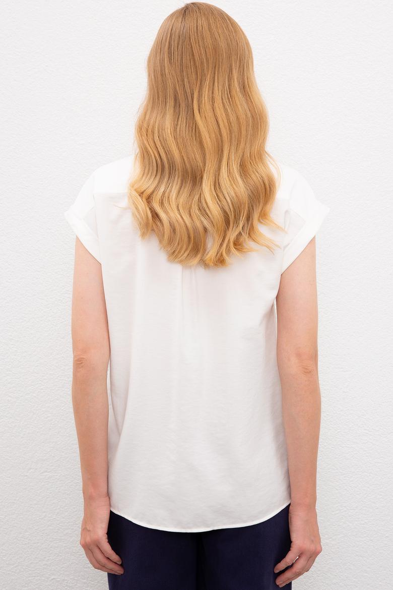 Kadın Beyaz Gömlek Kısakol - 50218785028