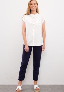 Kadın Beyaz Gömlek Kısakol - 50218785028