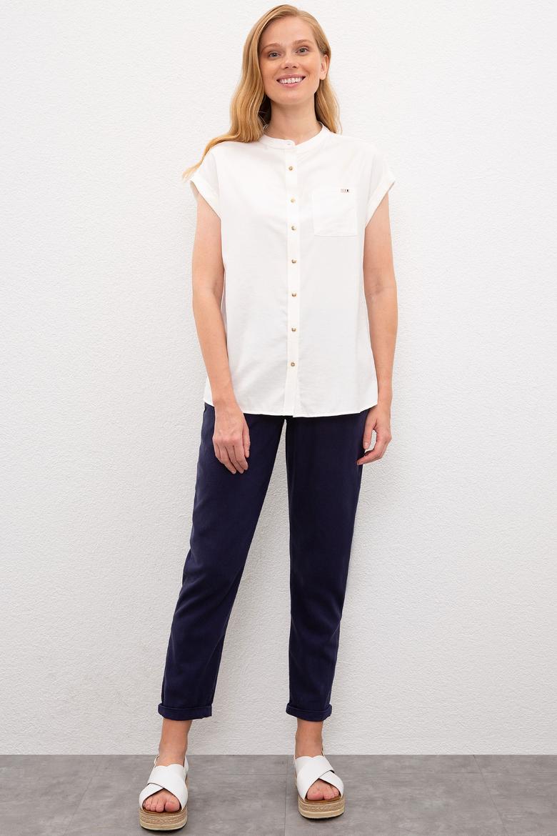 Kadın Beyaz Gömlek Kısakol - 50218785028