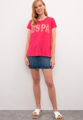 Kadın Pembe Bisiklet Yaka T-Shirt - 50225789045