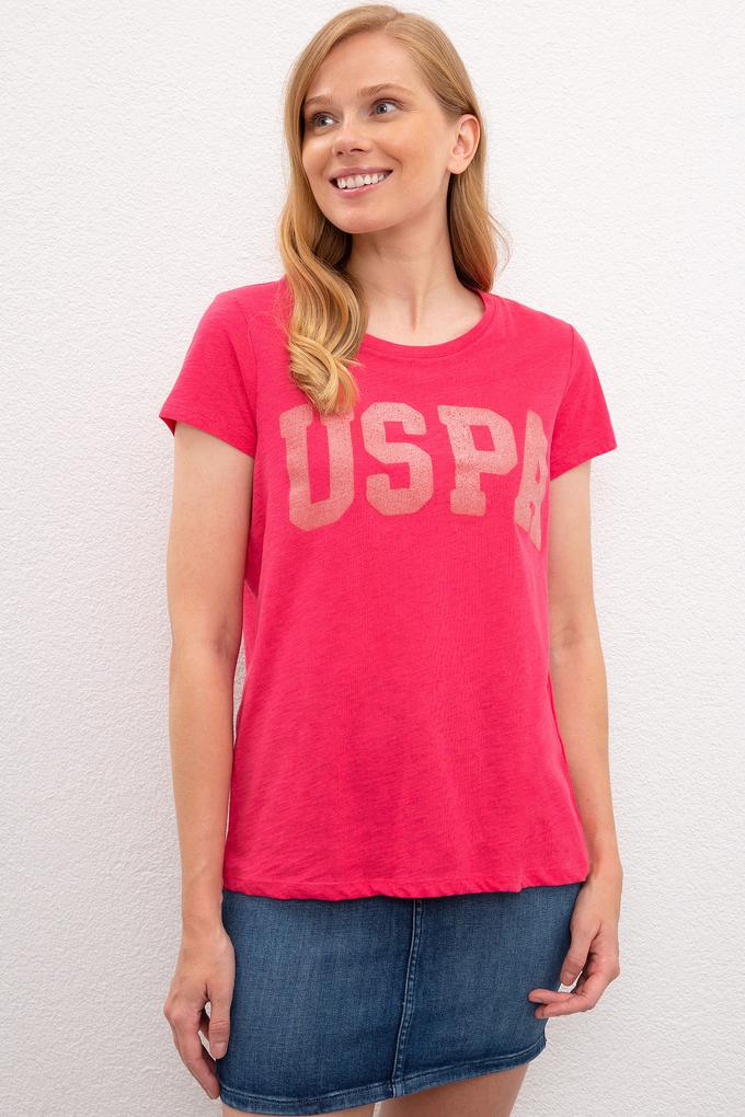 Kadın Pembe Bisiklet Yaka T-Shirt