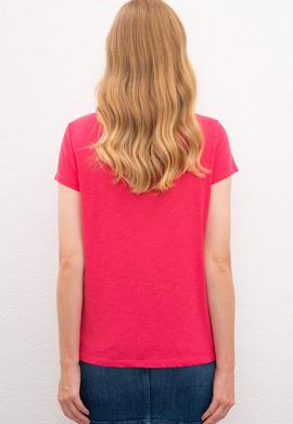 Kadın Pembe Bisiklet Yaka T-Shirt - 50225789045