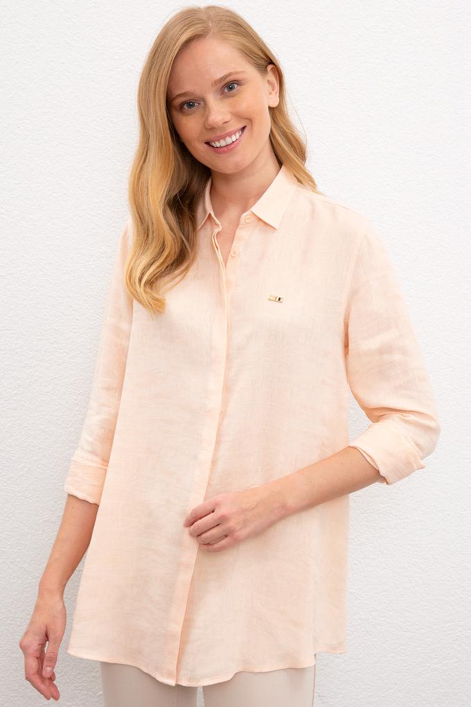 Kadın Pudra Gömlek Uzunkol