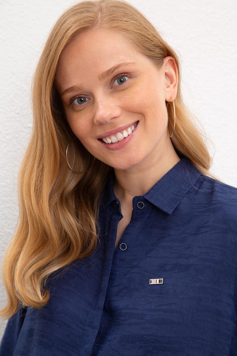 Kadın Lacivert Gömlek Uzunkol - 50218814011