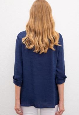 Kadın Lacivert Gömlek Uzunkol - 50218814011