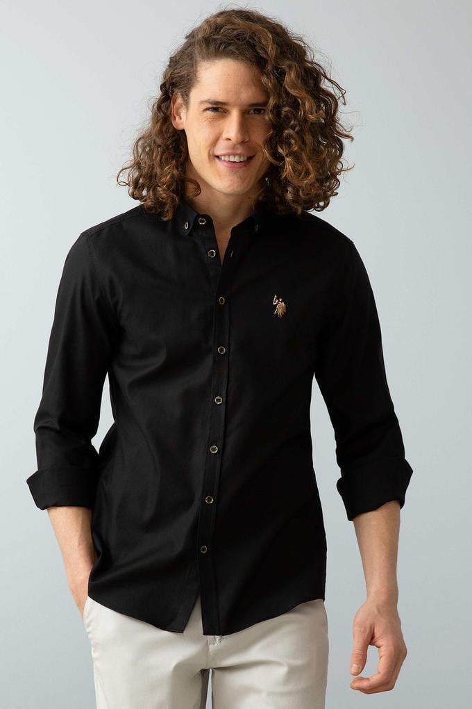 Erkek Siyah Gömlek Uzunkol Basic