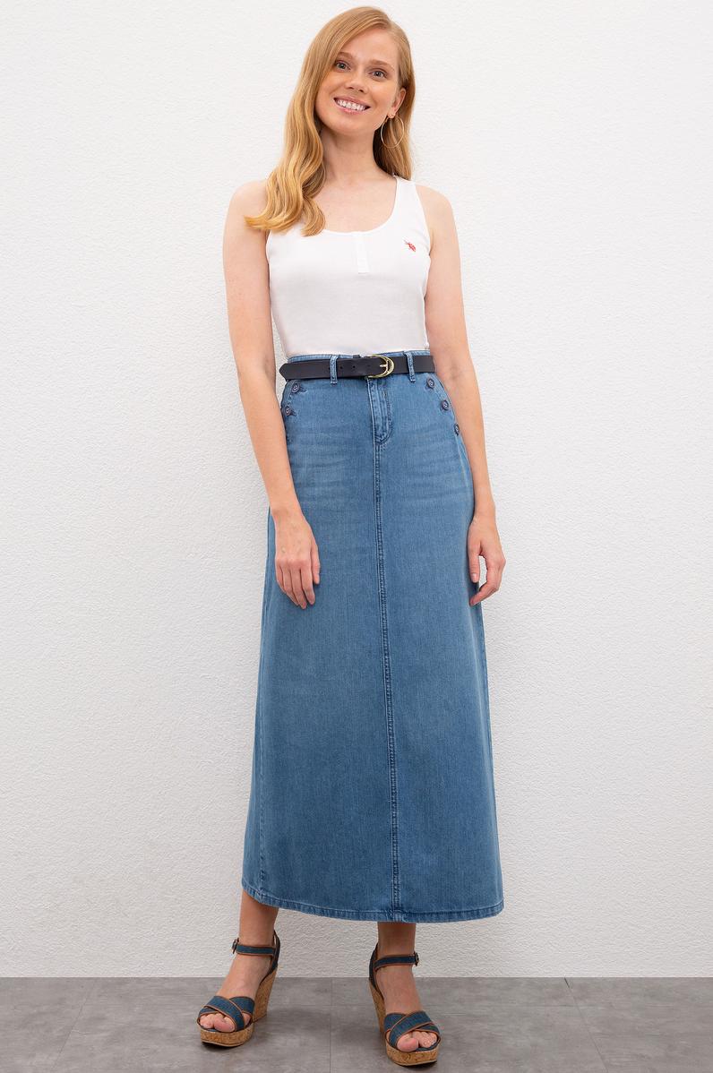 Kadın Mavi Jean Etek